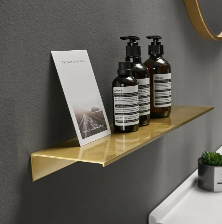 Rust-Resistant Aluminum & Water-Drainage Bathroom Wall Shelf