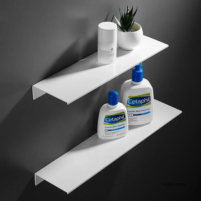 Rust-Resistant Aluminum & Water-Drainage Bathroom Wall Shelf