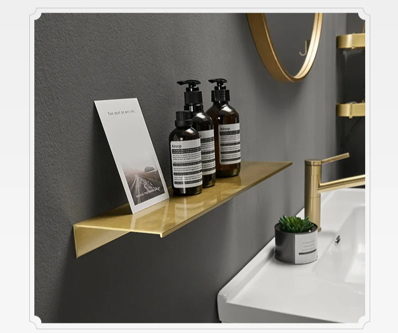 Rust-Resistant Aluminum & Water-Drainage Bathroom Wall Shelf