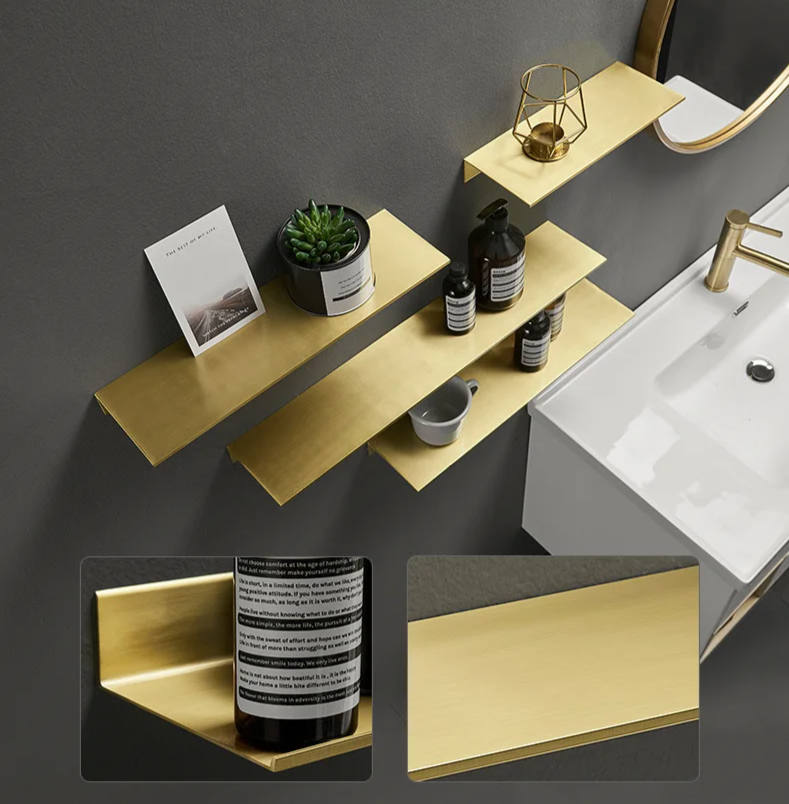Rust-Resistant Aluminum & Water-Drainage Bathroom Wall Shelf