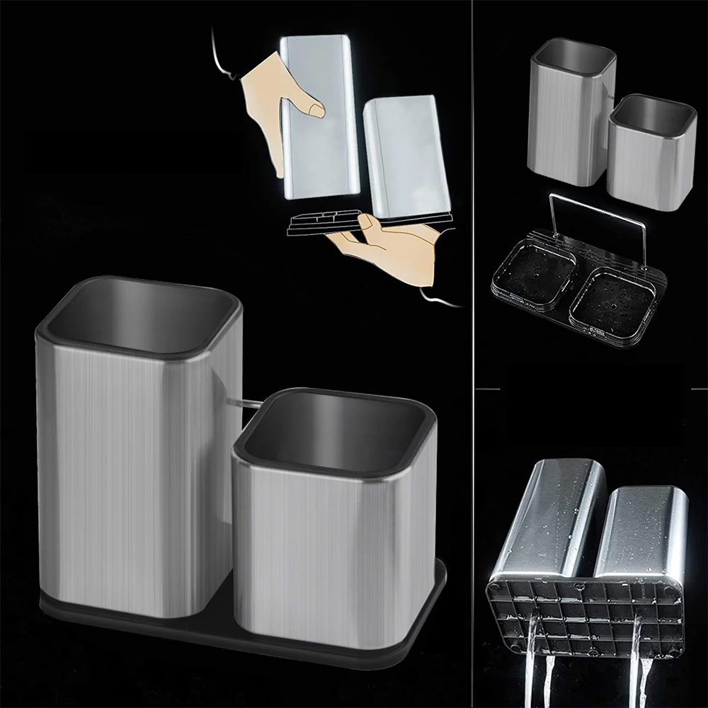 Rust-Resistant Antibacterial Stainless Steel Knife Block (Fits Up To 8-Inch Blades)