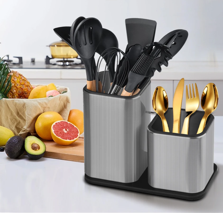 Rust-Resistant Antibacterial Stainless Steel Knife Block (Fits Up To 8-Inch Blades)