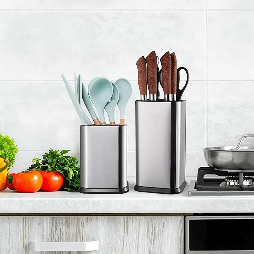 Rust-Resistant Antibacterial Stainless Steel Knife Block (Fits Up To 8-Inch Blades)
