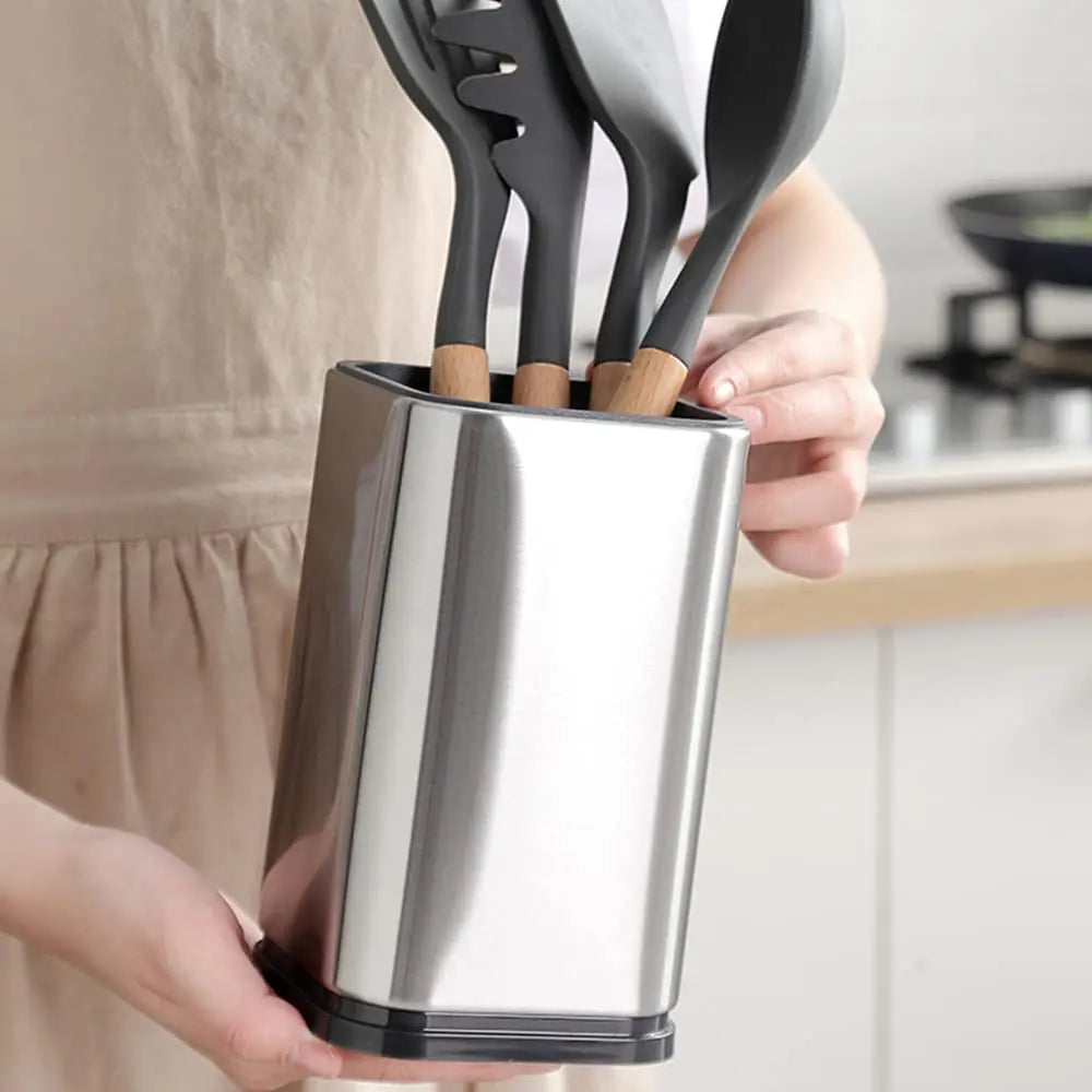 Rust-Resistant Antibacterial Stainless Steel Knife Block (Fits Up To 8-Inch Blades)