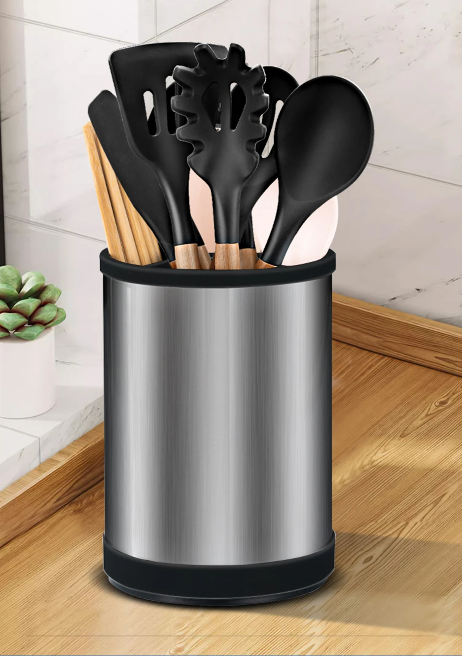 Rust-Resistant Antibacterial Stainless Steel Knife Block (Fits Up To 8-Inch Blades)