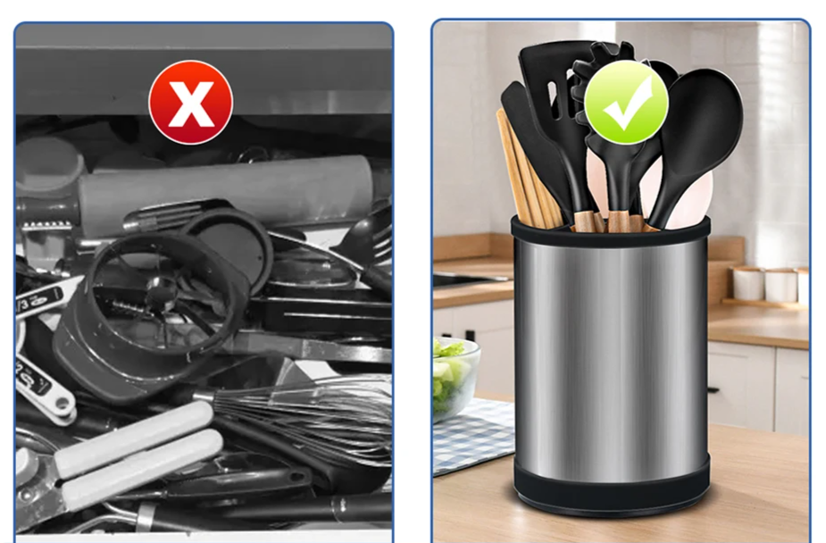 Rust-Resistant Antibacterial Stainless Steel Knife Block (Fits Up To 8-Inch Blades)
