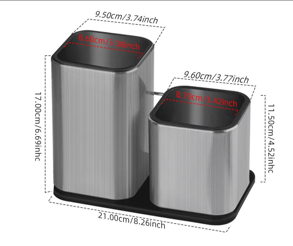 Rust-Resistant Antibacterial Stainless Steel Knife Block (Fits Up To 8-Inch Blades)