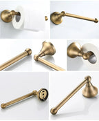 Rust-Resistant Brushed Antique Brass Bathroom Hardware Set (3-Piece)