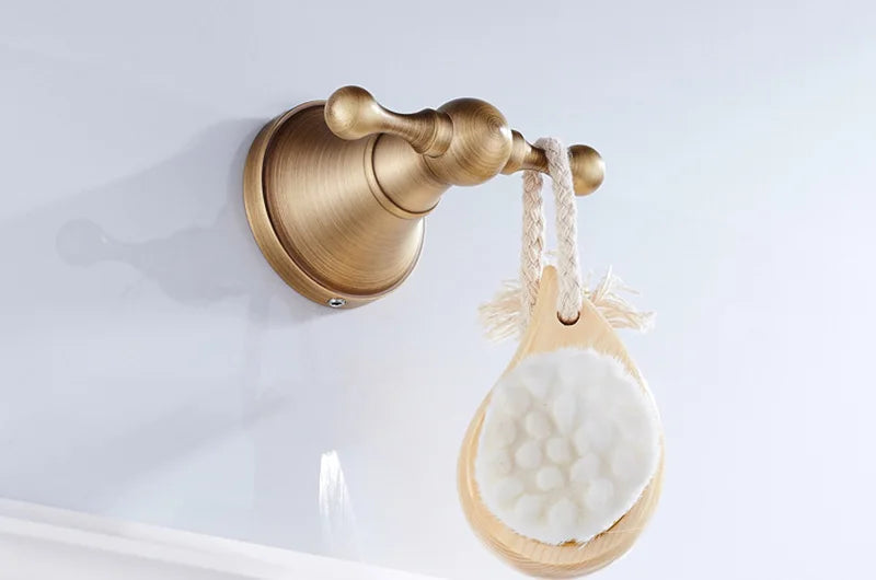 Rust-Resistant Brushed Antique Brass Bathroom Hardware Set (3-Piece)