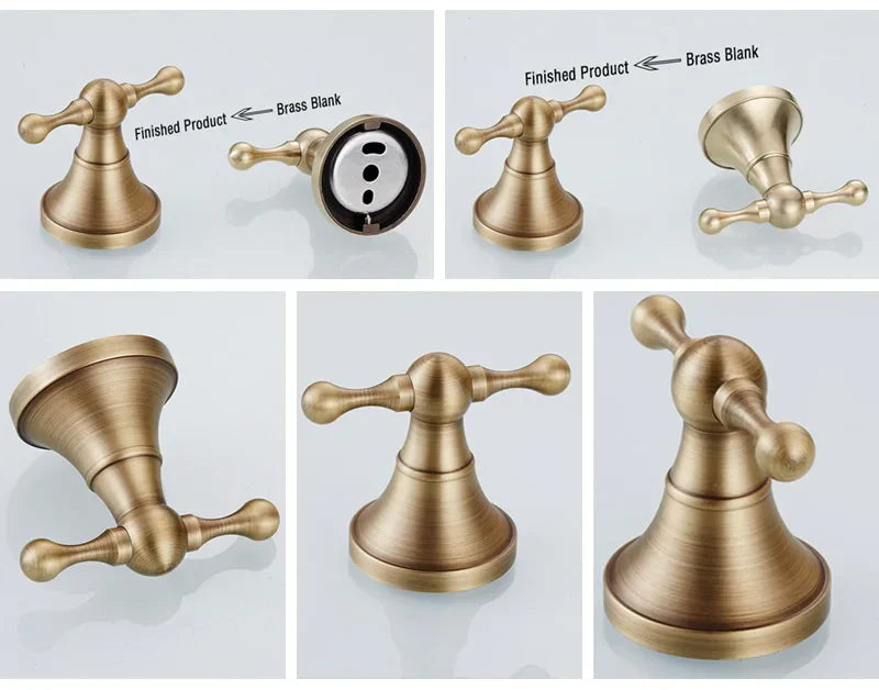 Rust-Resistant Brushed Antique Brass Bathroom Hardware Set (3-Piece)