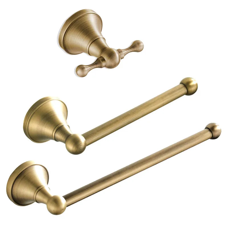 Rust-Resistant Brushed Antique Brass Bathroom Hardware Set (3-Piece)