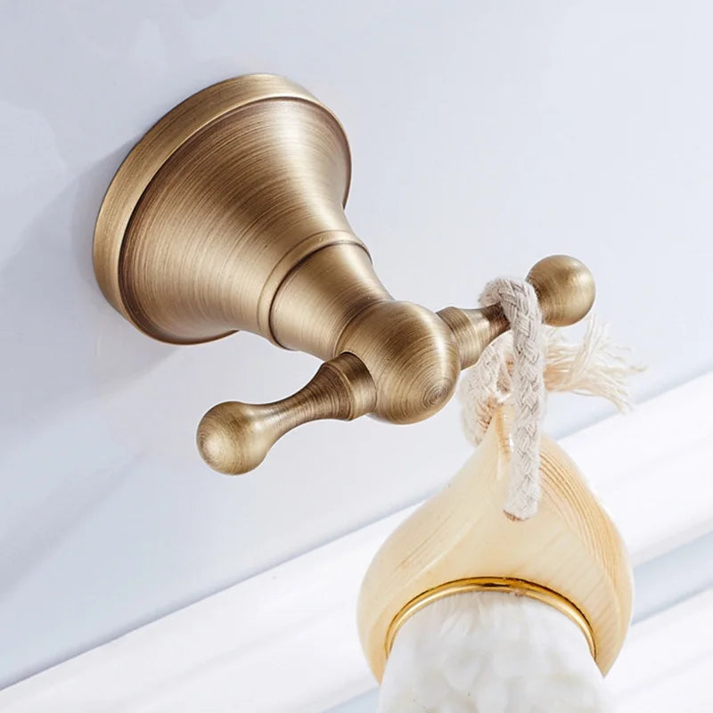 Rust-Resistant Brushed Antique Brass Bathroom Hardware Set (3-Piece)