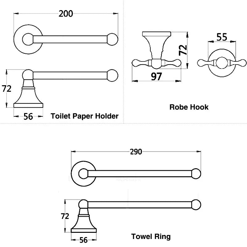 Rust-Resistant Brushed Antique Brass Bathroom Hardware Set (3-Piece)