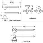 Rust-Resistant Brushed Antique Brass Bathroom Hardware Set (3-Piece)