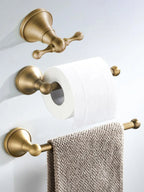 Rust-Resistant Brushed Antique Brass Bathroom Hardware Set (3-Piece)
