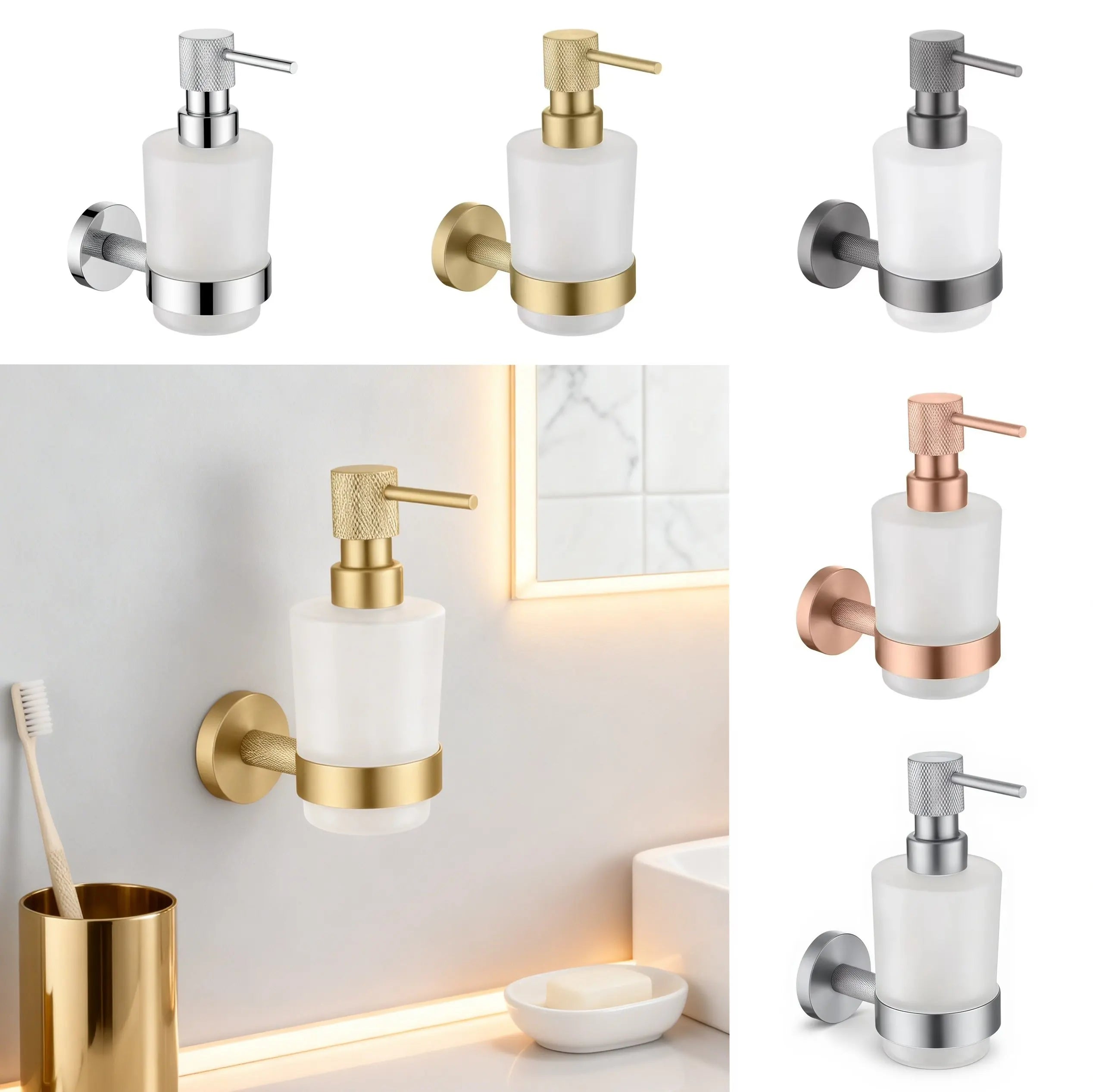 Rust-Resistant Brushed Rose Gold Bathroom Hardware Set (Wall-Mount)