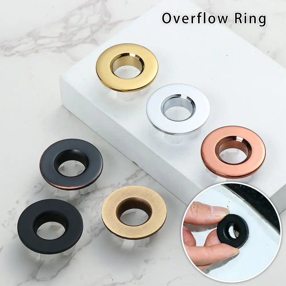 Rust-Resistant Copper Alloy & Tool-Free Sink Overflow Cover (Fits 23-25 mm Holes)