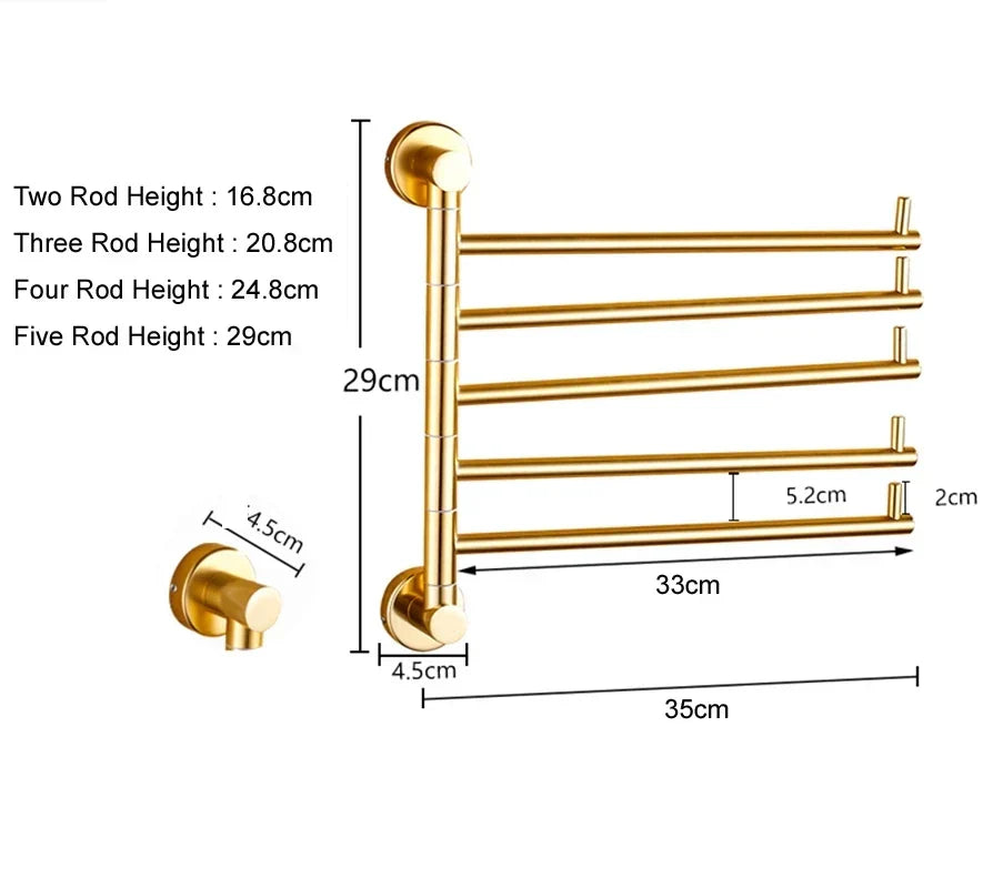 Rust-Resistant Foldable Aluminum Towel Bar (Adjustable 14–16 In)