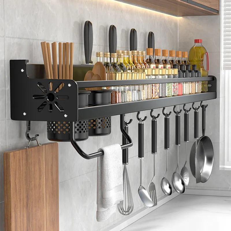 Rust-Resistant Powder-Coated Wall-Mounted Shelf (Self-Adhesive & Screw Mount)