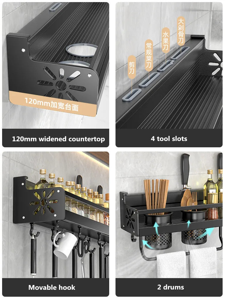 Rust-Resistant Powder-Coated Wall-Mounted Shelf (Self-Adhesive & Screw Mount)