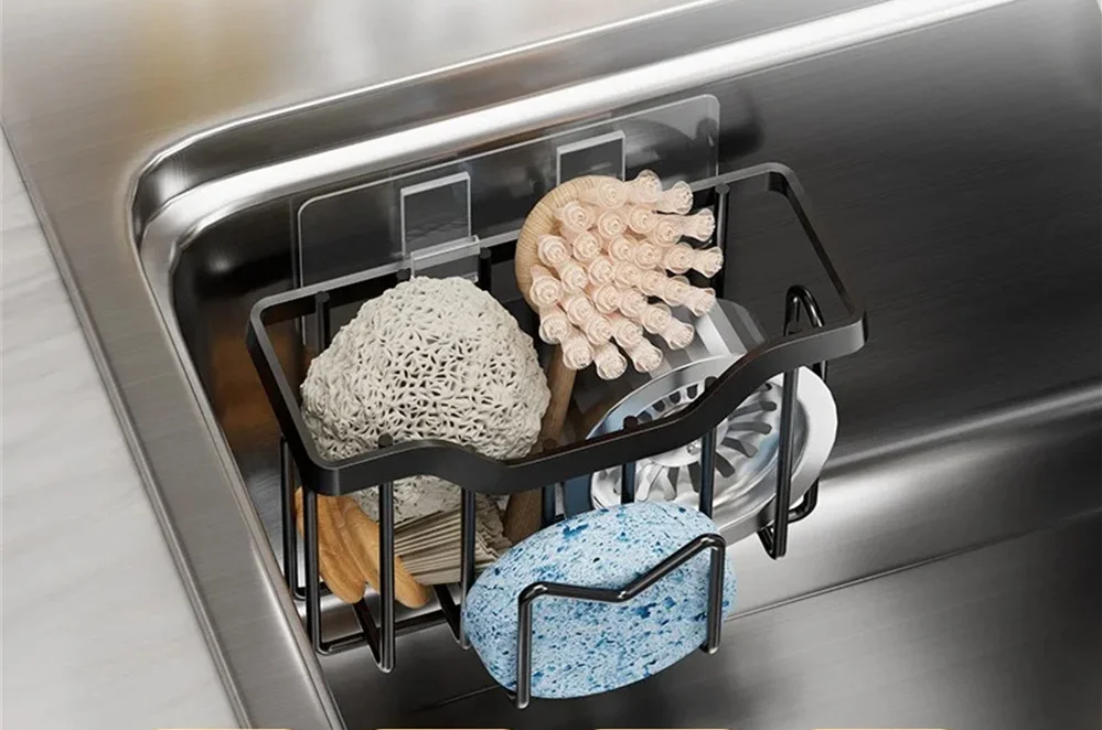 Rust-Resistant Stainless Steel Sink Organizer (Drill-Free Mounting)