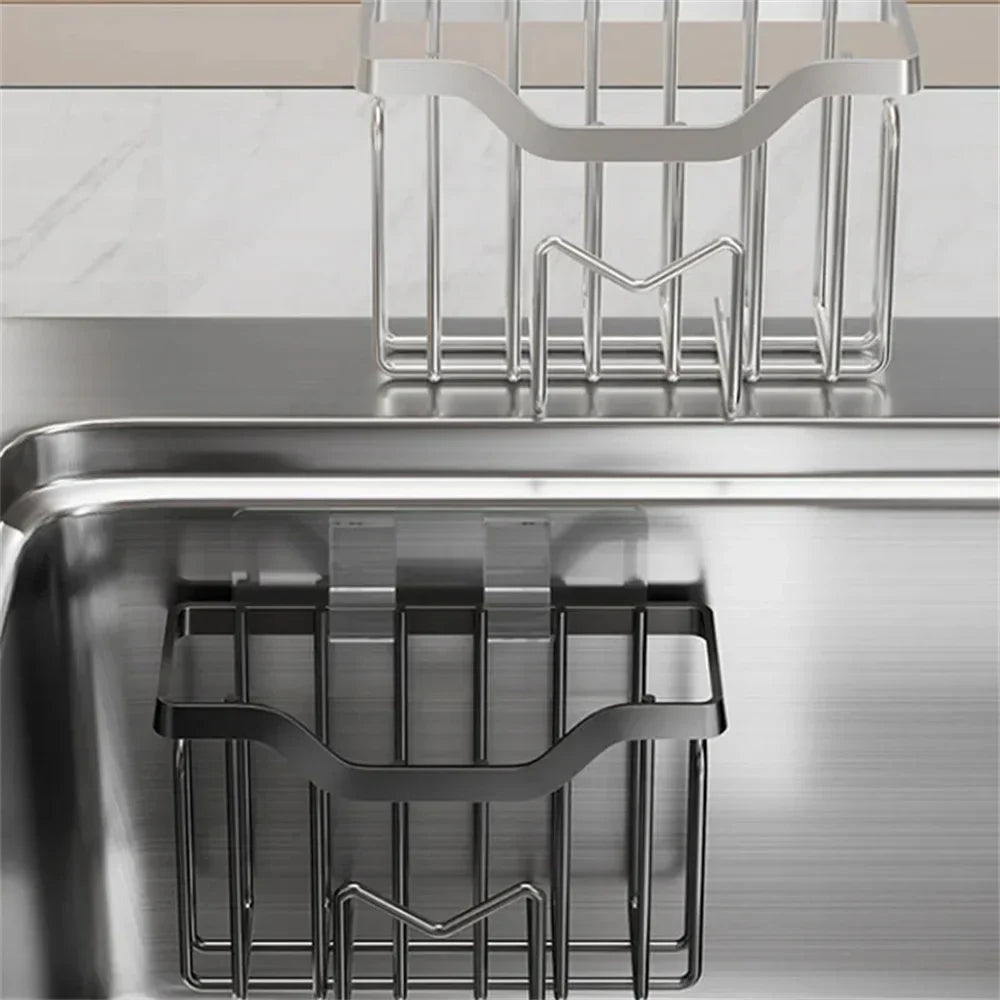 Rust-Resistant Stainless Steel Sink Organizer (Drill-Free Mounting)
