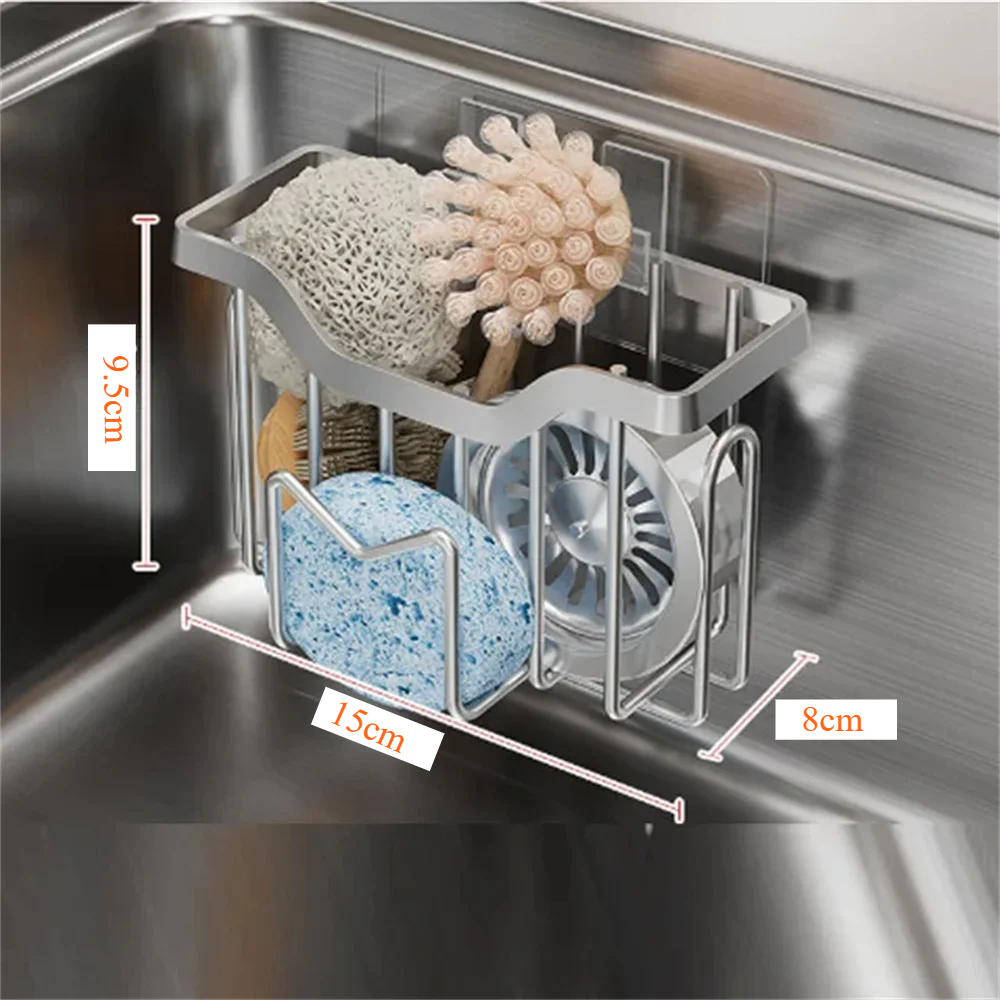 Rust-Resistant Stainless Steel Sink Organizer (Drill-Free Mounting)