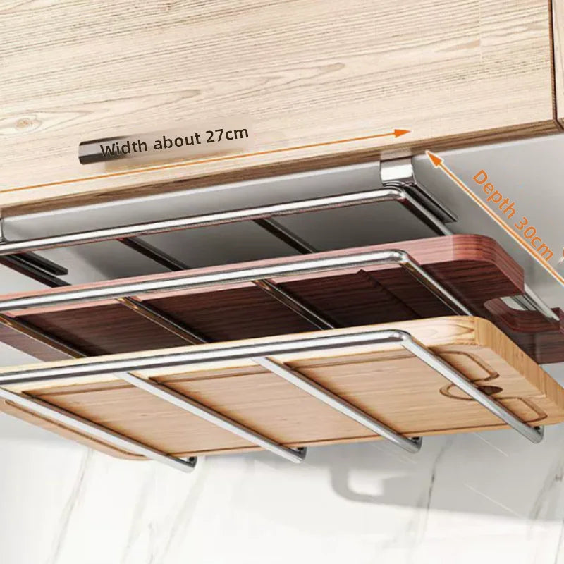 Rust-Resistant Stainless Steel Under-Cabinet Cutting Board Holder (Double-Deck)