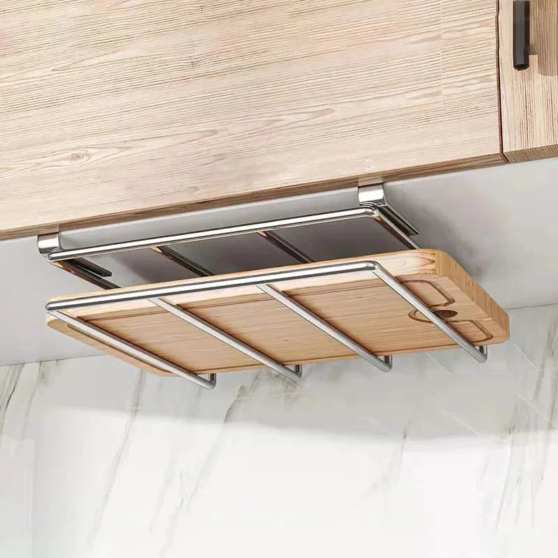Rust-Resistant Stainless Steel Under-Cabinet Cutting Board Holder (Double-Deck)