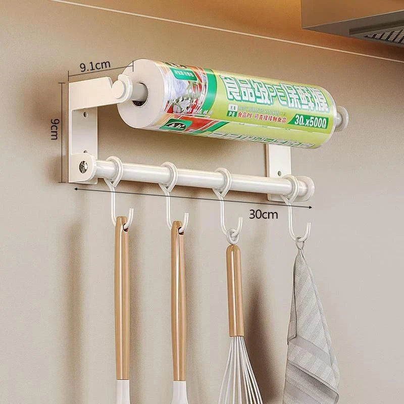 Rust-Resistant Stainless Steel Wall-Mount Utensil & Paper Towel Rack