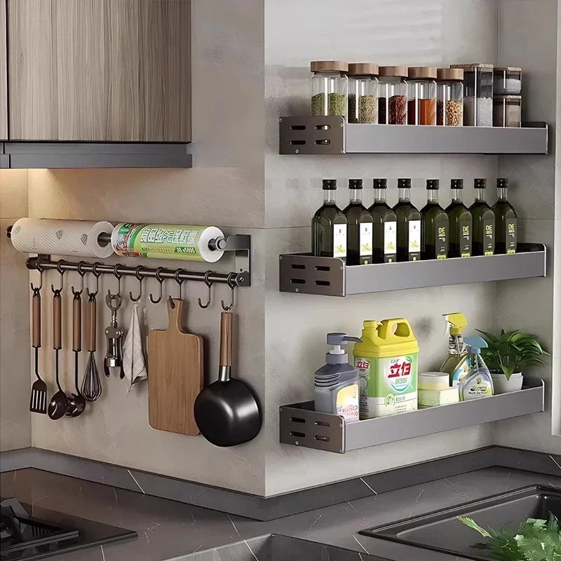 Rust-Resistant Stainless Steel Wall-Mount Utensil & Paper Towel Rack
