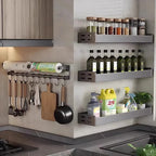 Rust-Resistant Stainless Steel Wall-Mount Utensil & Paper Towel Rack