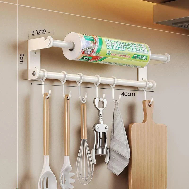 Rust-Resistant Stainless Steel Wall-Mount Utensil & Paper Towel Rack