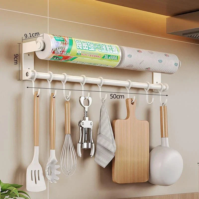 Rust-Resistant Stainless Steel Wall-Mount Utensil & Paper Towel Rack