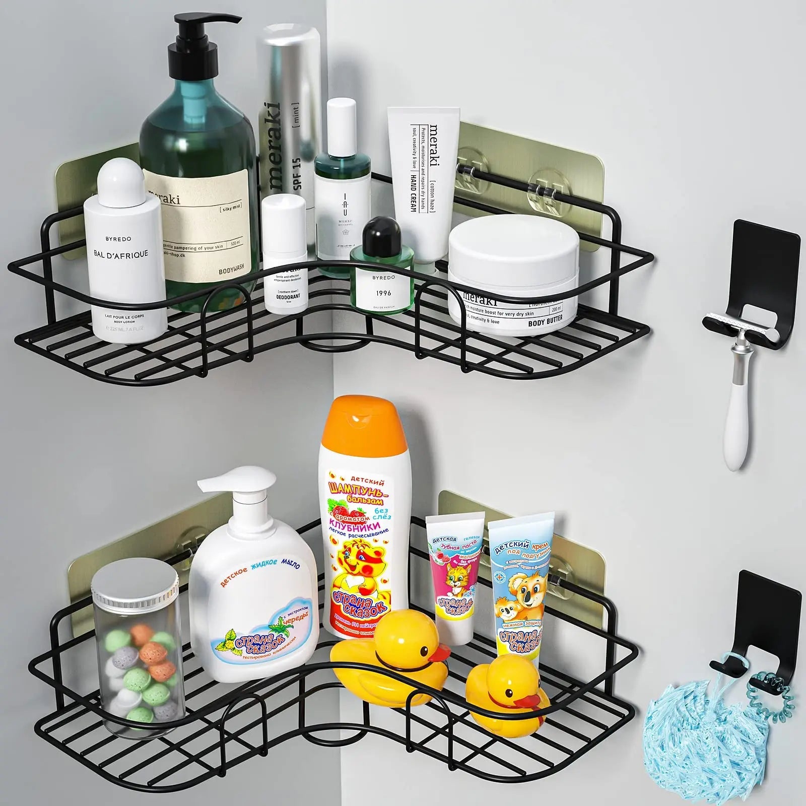 Rust-Resistant Water-Draining Wall-Mounted Corner Shelf