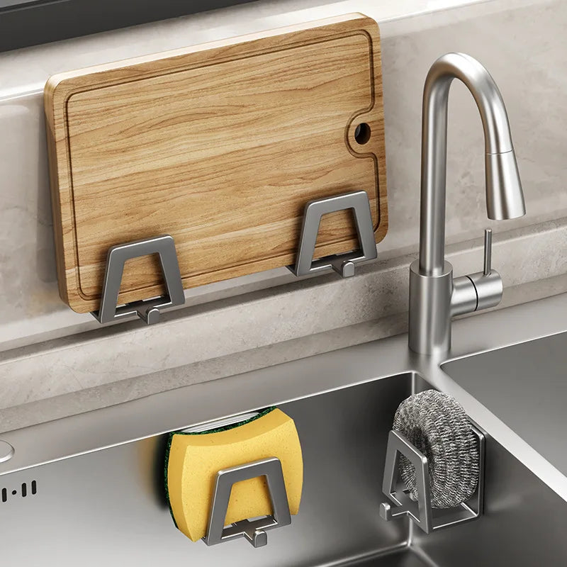 Rustproof 304 Stainless Steel Self-Adhesive Sponge & Towel Holder