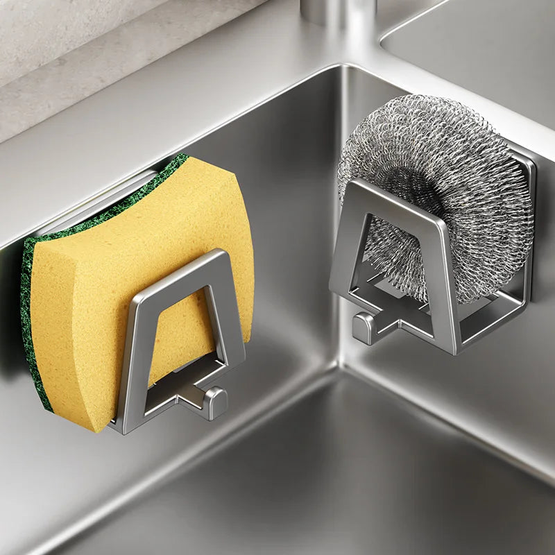 Rustproof 304 Stainless Steel Self-Adhesive Sponge & Towel Holder
