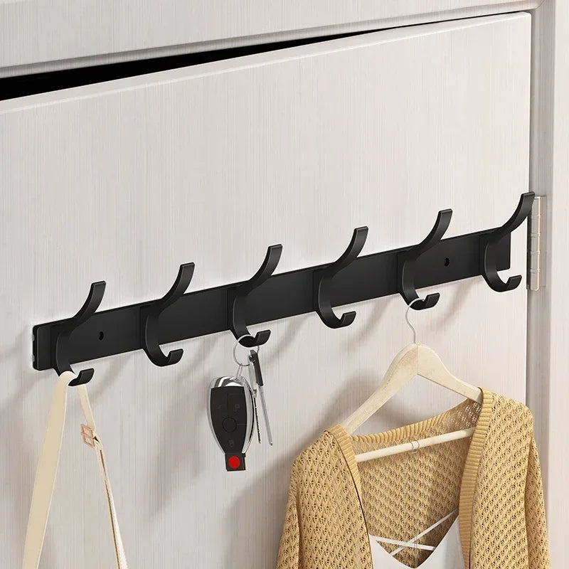Rustproof Aluminum Nail-Mounted Hook Rack (7 Hooks)