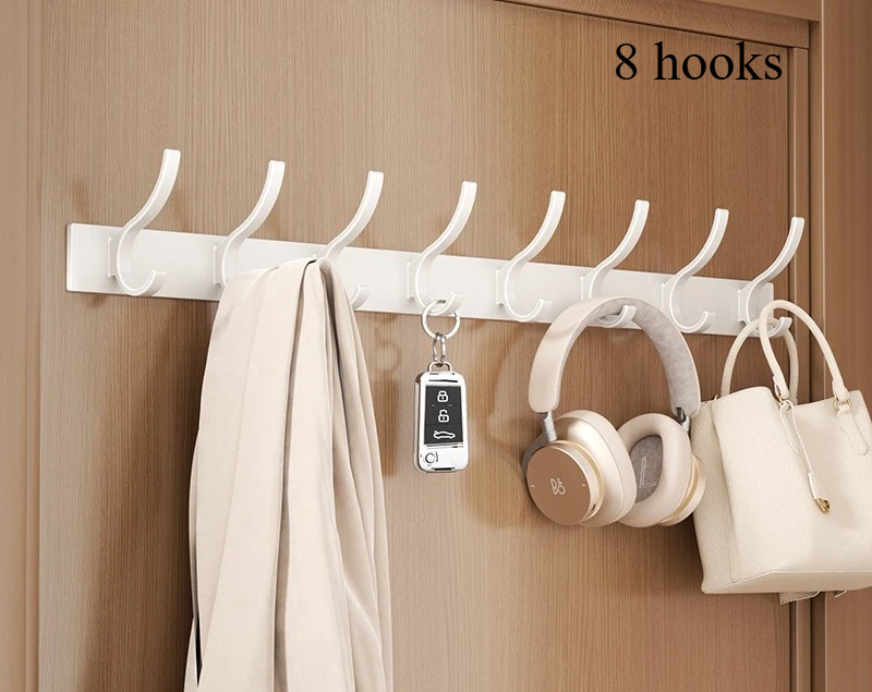 Rustproof Aluminum Nail-Mounted Hook Rack (7 Hooks)