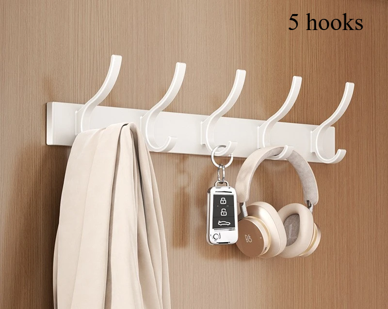 Rustproof Aluminum Nail-Mounted Hook Rack (7 Hooks)