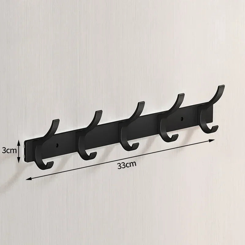 Rustproof Aluminum Nail-Mounted Hook Rack (7 Hooks)