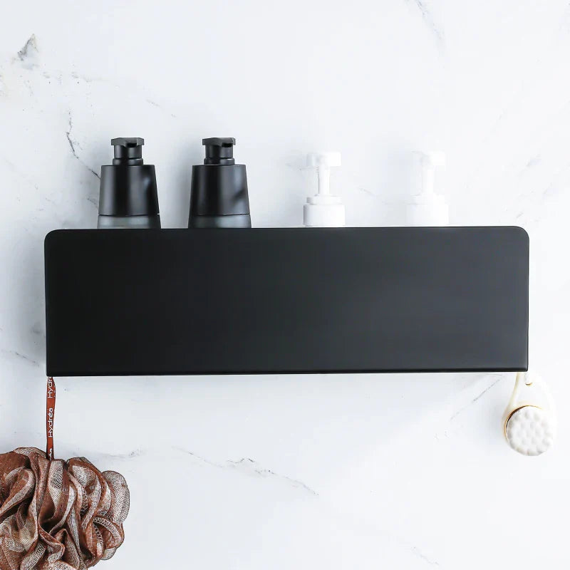 Rustproof Aluminum Space-Saving Wall Shelf Organizer With Hooks