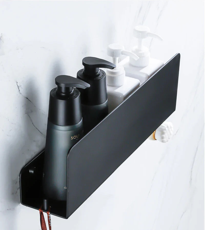 Rustproof Aluminum Space-Saving Wall Shelf Organizer With Hooks