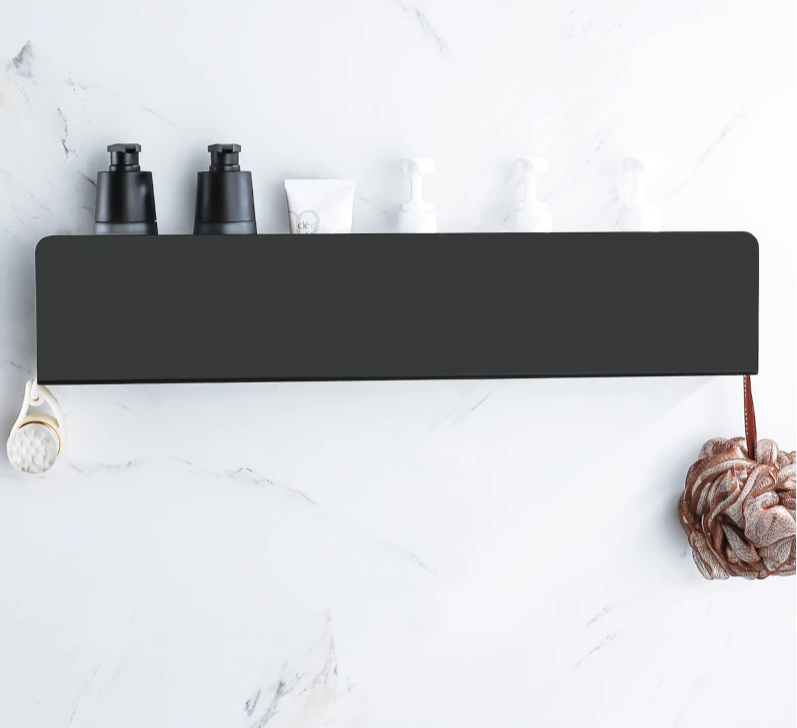 Rustproof Aluminum Space-Saving Wall Shelf Organizer With Hooks