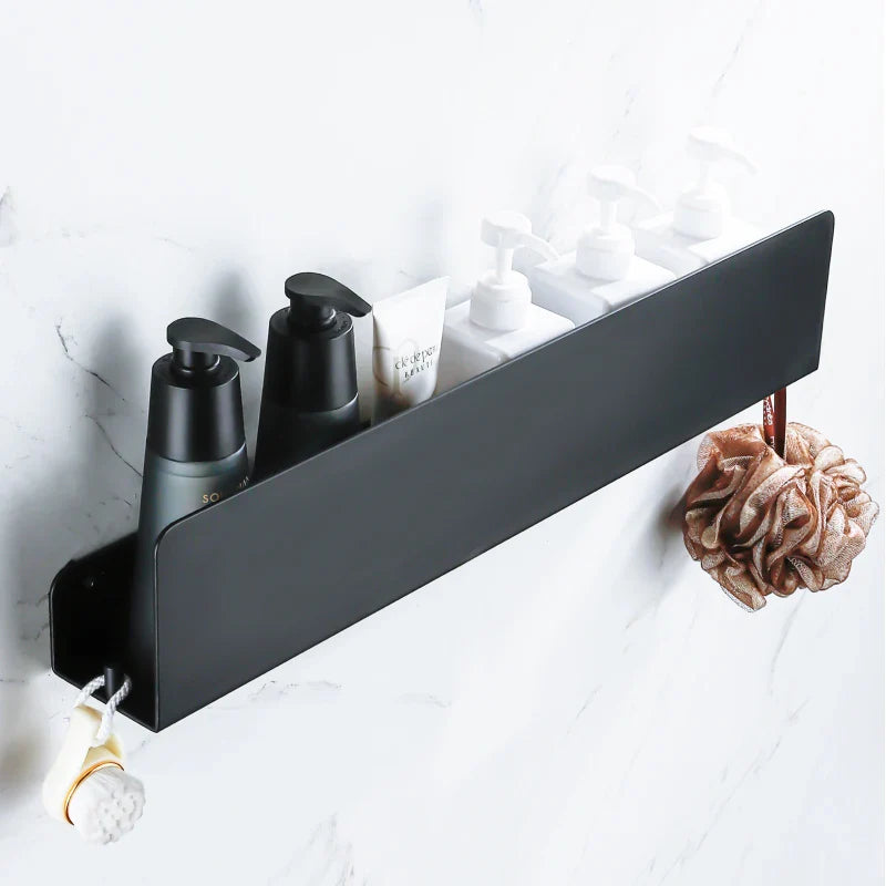 Rustproof Aluminum Space-Saving Wall Shelf Organizer With Hooks