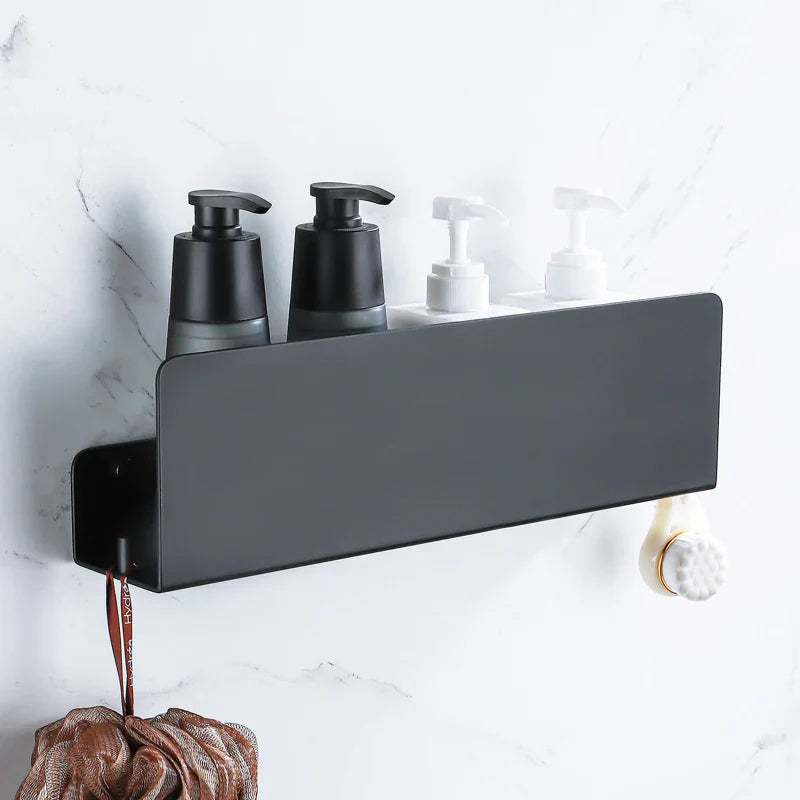 Rustproof Aluminum Space-Saving Wall Shelf Organizer With Hooks