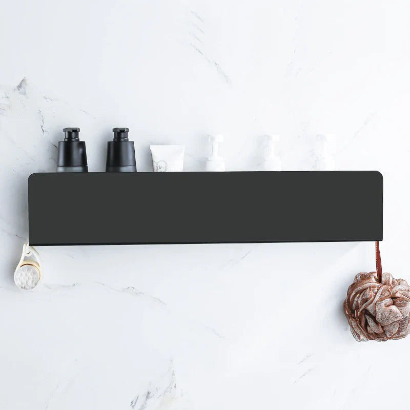 Rustproof Aluminum Space-Saving Wall Shelf Organizer With Hooks