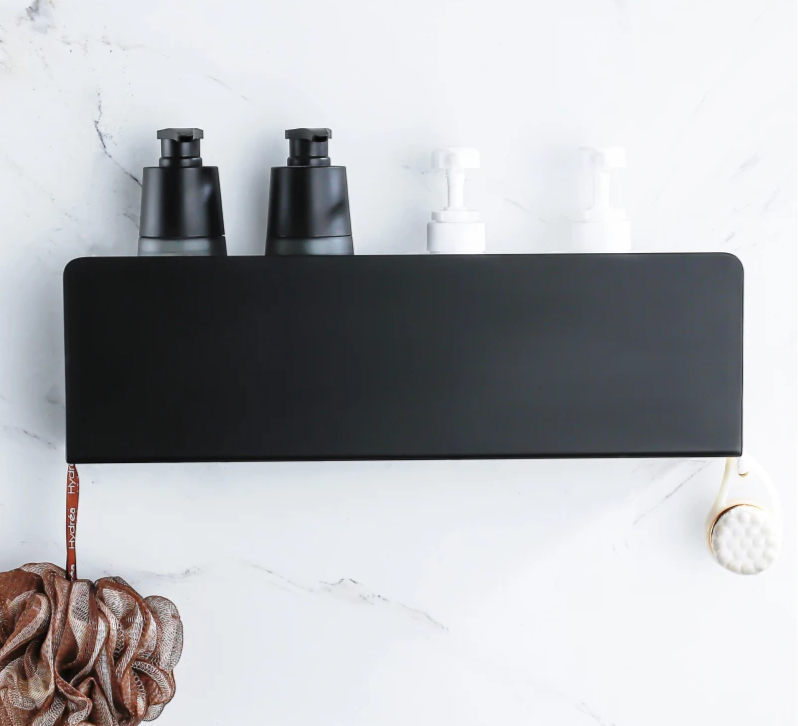 Rustproof Aluminum Space-Saving Wall Shelf Organizer With Hooks