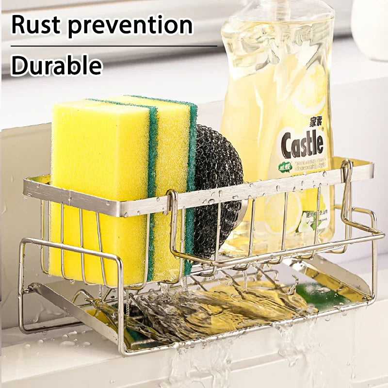 Rustproof Stainless Steel Freestanding Sponge & Brush Holder