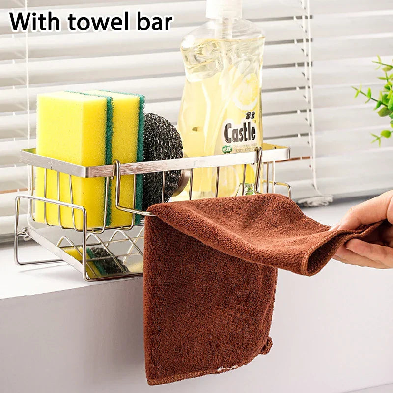 Rustproof Stainless Steel Freestanding Sponge & Brush Holder